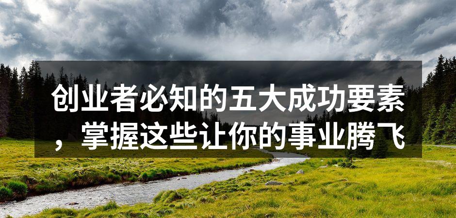 创业者必知的五大成功要素，掌握这些让你的事业腾飞